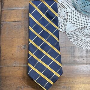 Nautica Blue and Gold Checkered Men's Silk Tie